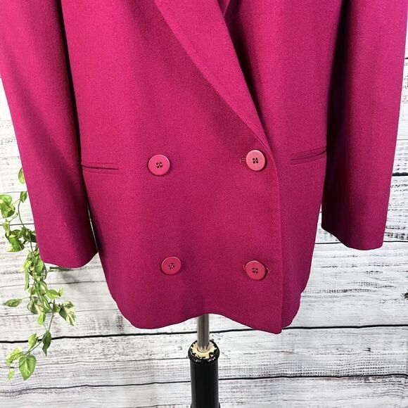 Vintage Jones New York Blazer Jacket size 14 Hot Pink Wool Y2K 80's 90's Career - Picture 9 of 16